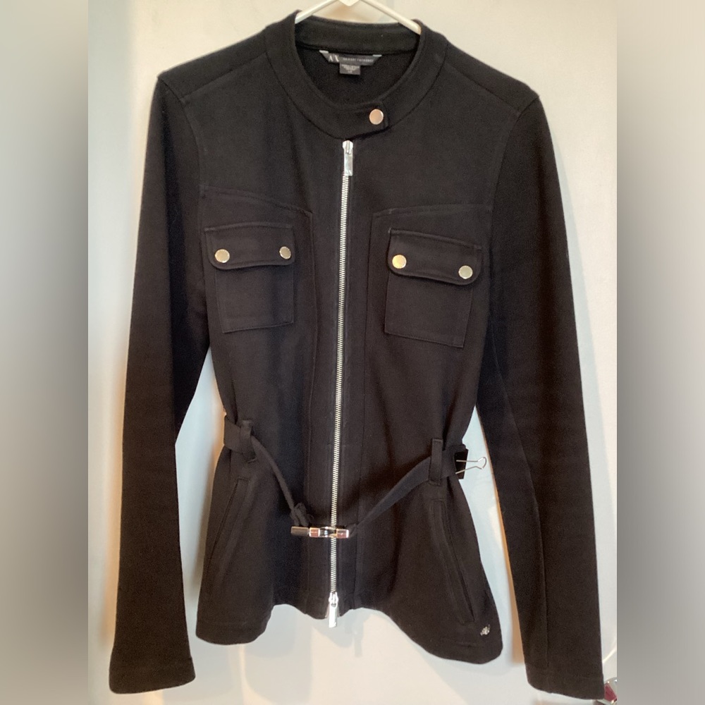 Armani Exchange Black Women's Belted Zippered Jacket Blazer Size L